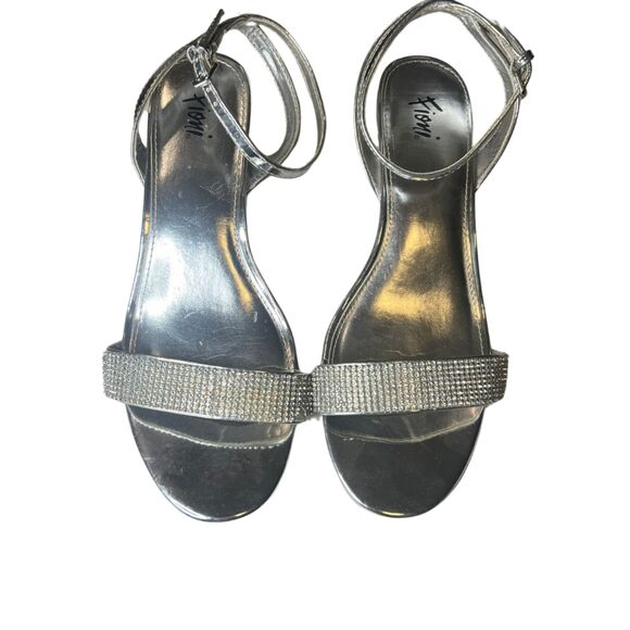 Fioni Size 8.5 Women's 2.5 Heel Silve Rhinestone - Picture 3 of 4